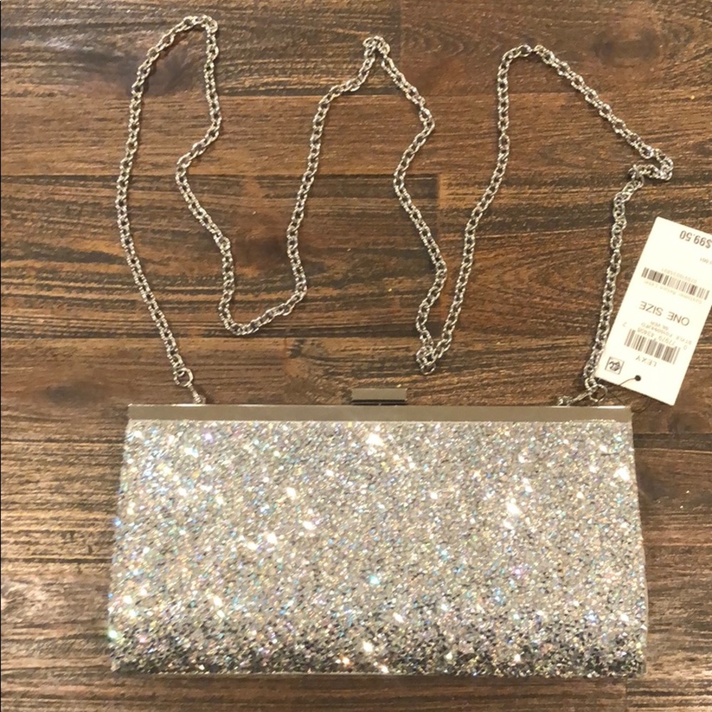 INC Lexy Clutch Silver One Size NWT